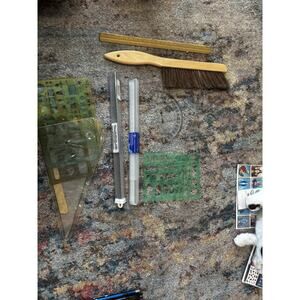 Vintage Drafting Tools Lot - Alvin Alumicolor Scales, House Plan Templates, IBM